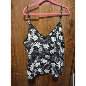GEORGE - Black White Floral - Womens Camisole SZ 24 Adjustable Spaghetti Straps